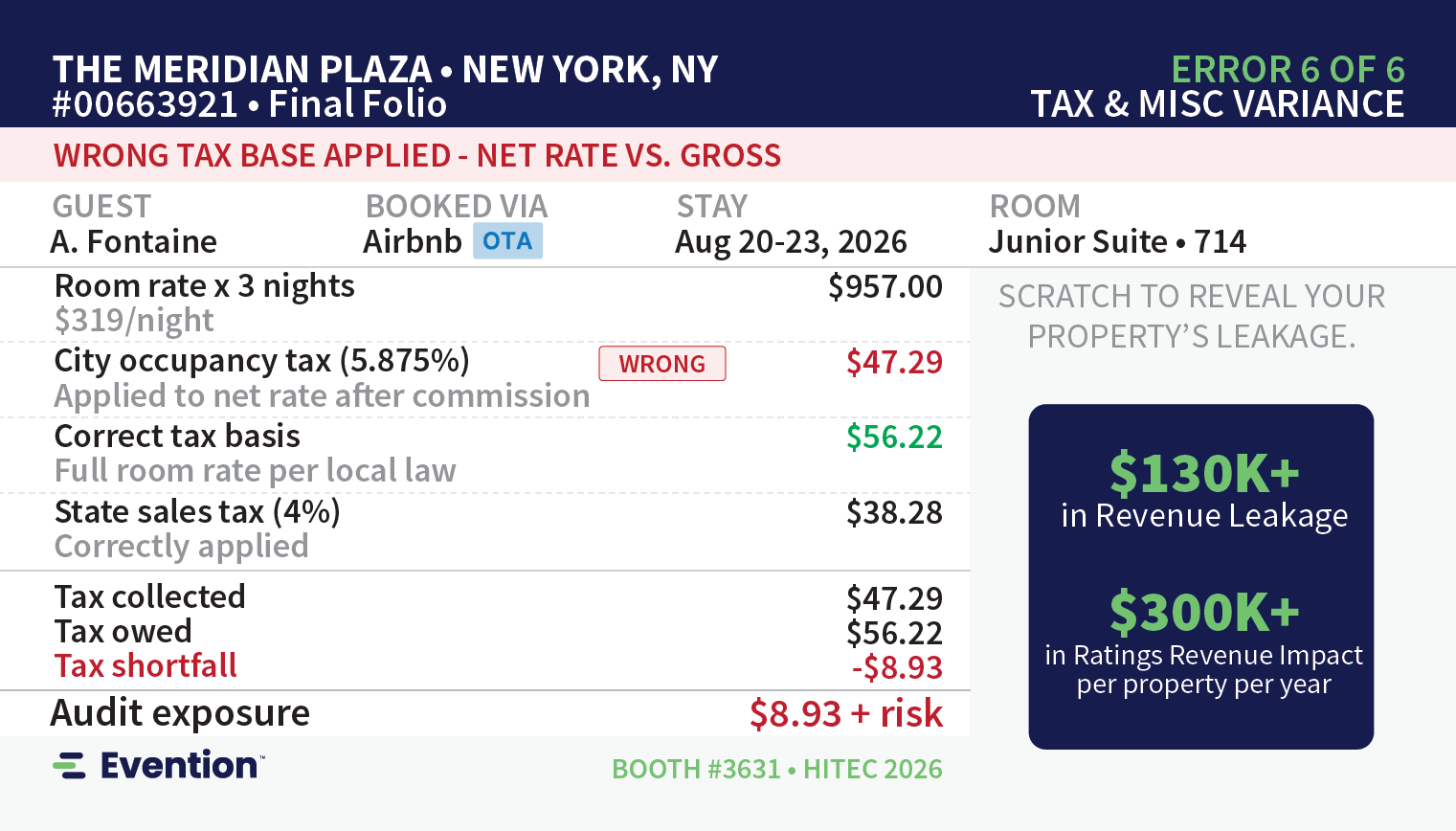 The Meridian Plaza · New York, NY · #00663921 ERROR 6 OF 6 · TAX & MISC VARIANCE